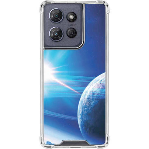 View of a Planet as it Looms in Close Orbit and with Rings Moto G Play 5G (2025) Clear Case